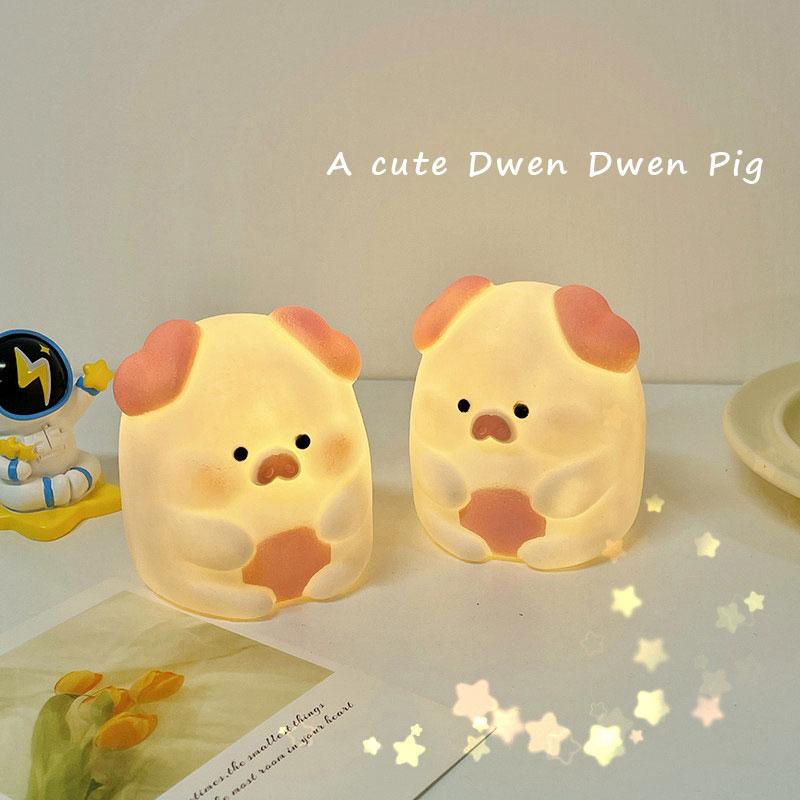 

Светодиодный силиконовый светильник для настроения, милый поросенок, сенсорный датчик, ночник, USB перезаряжаемый ночник, подарок для украшения комнаты, дома