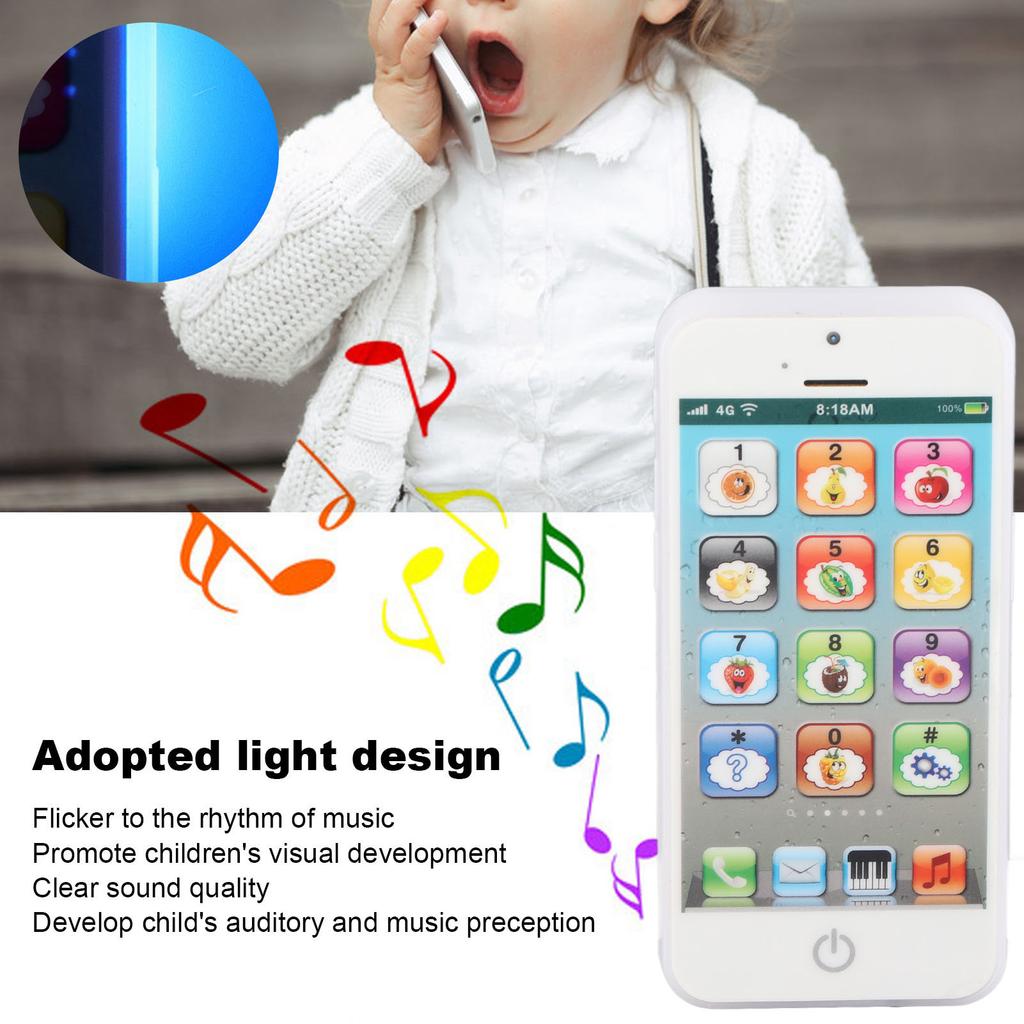 Baby Mobile Phone Toy Simulation Shaped Clr Music Cool Light English Mobile Phone Toy