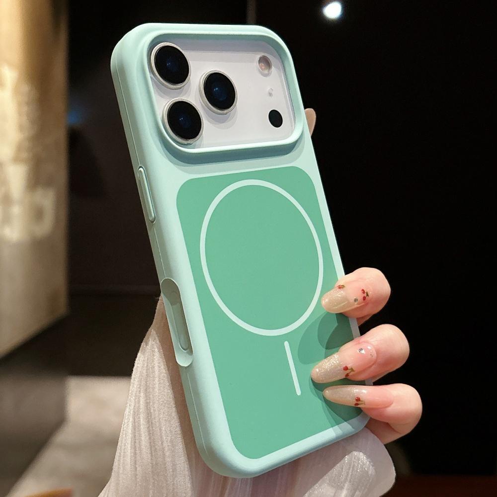 Liquid Silicone Smart Touch Button For Magsafe Case For iPhone 13 14 15 Plus 16 17 Pro Max Air Fluorescent Contrast Color Cover