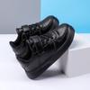 Kids Black Casual Sneakers Boys Girls Lightweight Non-Slip Comfortable Outdoor Shoes With Closure