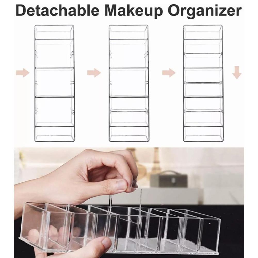 Clear Makeup Organizer 8 Compartments Cosmetic Display Holder Cosmetic Storage Box  Vanity