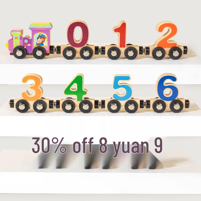 Wooden Magnetic Number Train for Kids - Color Recognition Toy