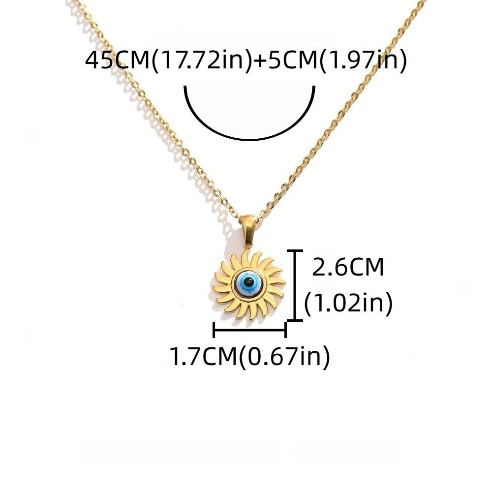 Minimalist Blue Eye Pendant Necklace Stainless Steel Geometric Jewelry  Party