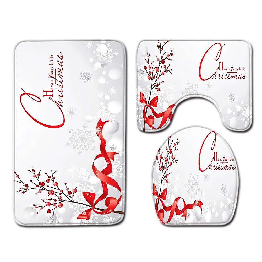 

Рождественский коврик для ванной, туалетный трехпредметный набор 45cmx75cm