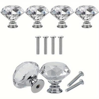 4/10 piezas 1.18 Pulgadas Plata Diamante Cristal Pomos para Tocador Transparente Tiradores para Cajones para Cocina103
