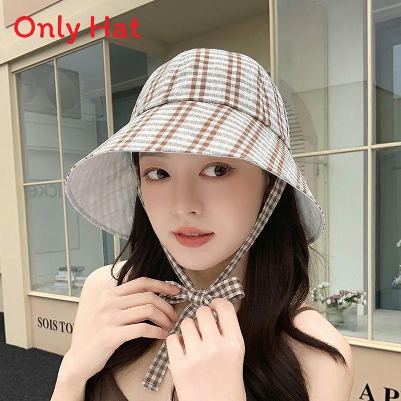 Plaid Bucket Hat With Sun Protection For Summer Outdoor Casual Women