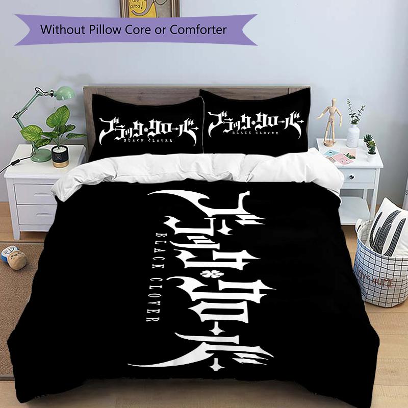 3Pcs Black Clover Gothic Style Bedding Set Soft Fabric Duvet Cover Pillowcases Home Christmas Xmas Halloween Gift 1 Duvet Cover 2 Pillowcase Y1852