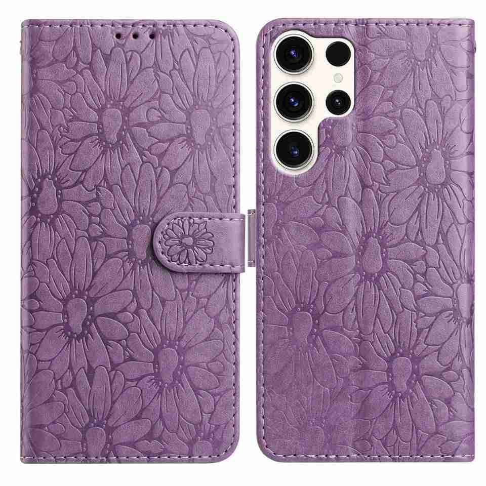 10barevné pouzdro na flip kartu s embosovanou sedmikráskou pro Samsung Galaxy A12 A15 A26 S20-S25...