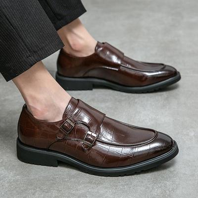 Herren Monks Schwarze Kleid Loafer Schuhe Slip on Comfort Hochzeit Braun Formelle Leder Business Schuhe Große Größe