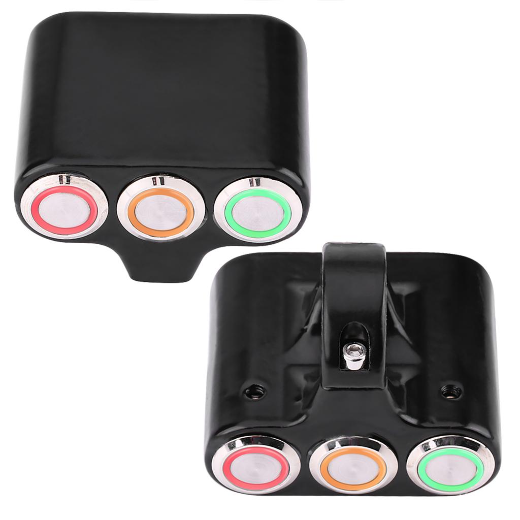 22mm Motorcycle Handlebar Mount Switch Headlight Hazard Brake Fog Light ON OFF with LED Light