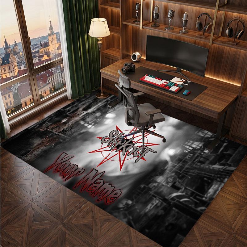 Slipknot Personalized Crystal Velvet Carpet, Customized Name Text Soft Anti‑Slip Rug for Living Room Bedroom