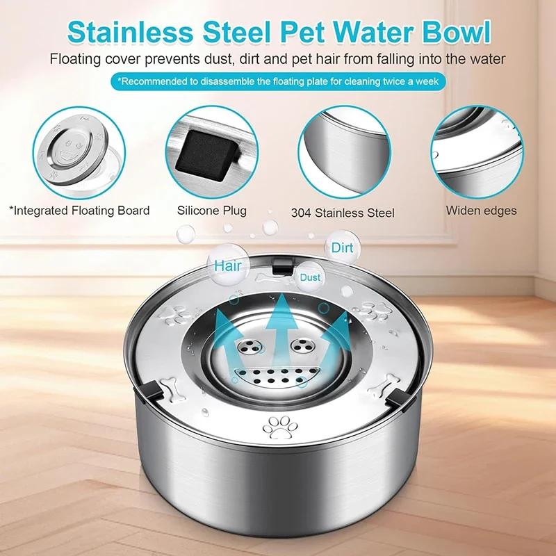 3L Dog Water Bowl Stainless Steel No Spill Large Capacity Dog Food Drink Bowl Slow Water Feeder,Spill Proof Pet Water Dispenser