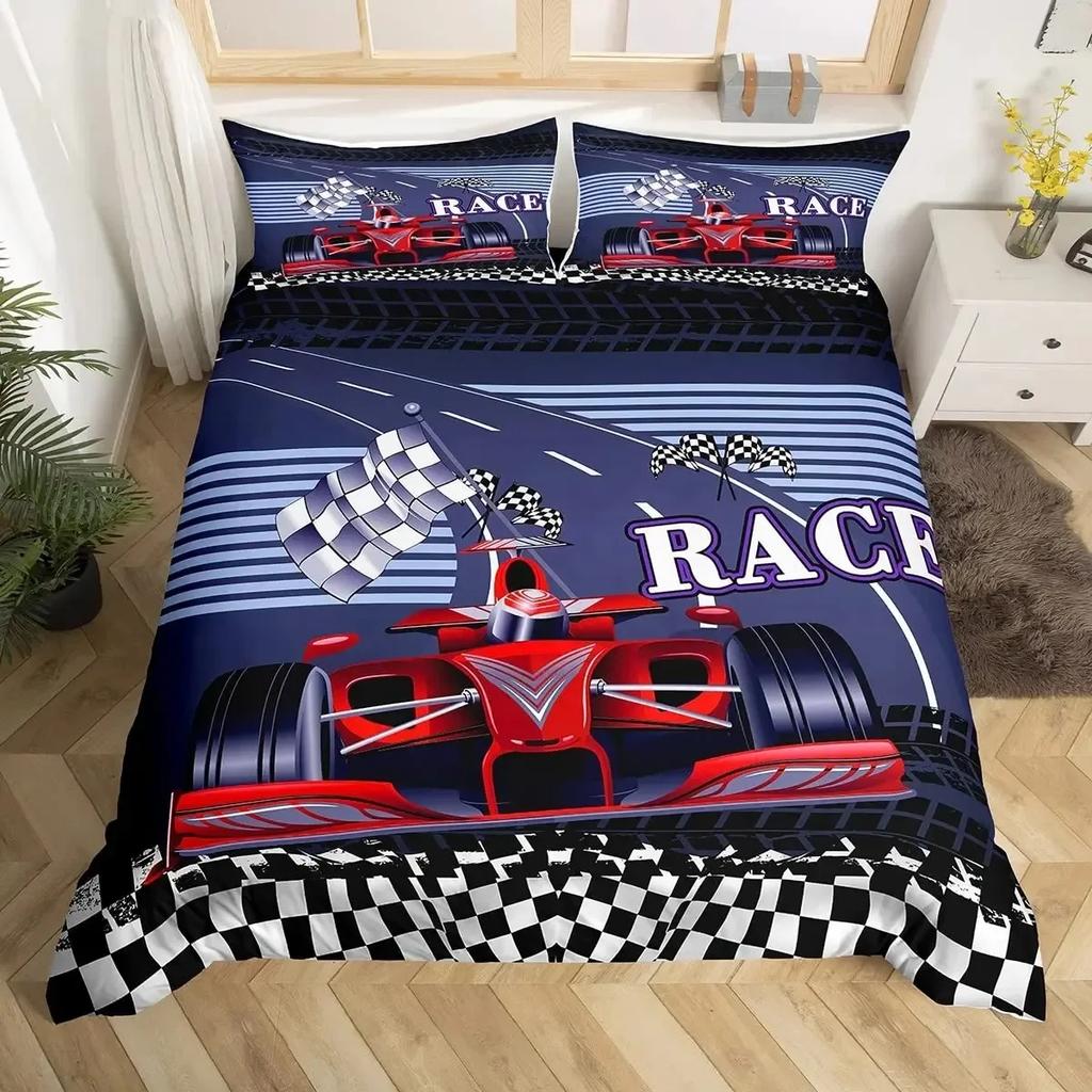 Auto da Corsa Ragazzi Auto Sportiva Comodo Copripiumino Federa Set Biancheria da Letto Decorazione Camera da Letto Bambini Tessile per la Casa