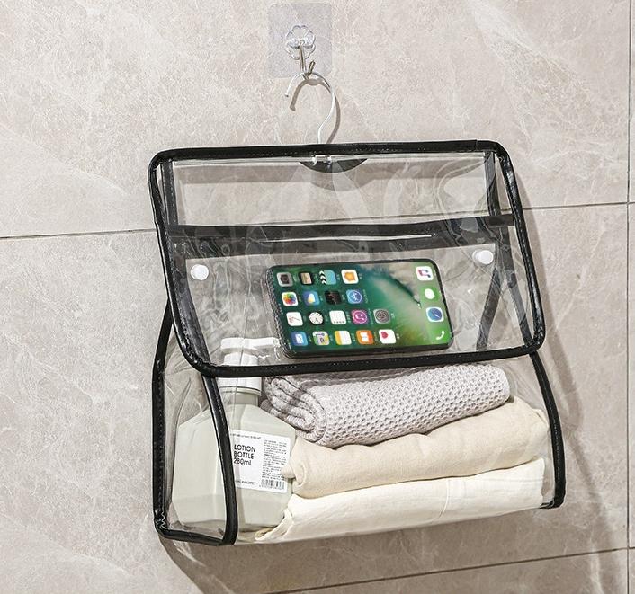 

1PC Waterproof Transparent Hanging Bag Storage for Bathroom Student Toy And Clothes Organizer Wall-Mounted Closet Waterproof org S
