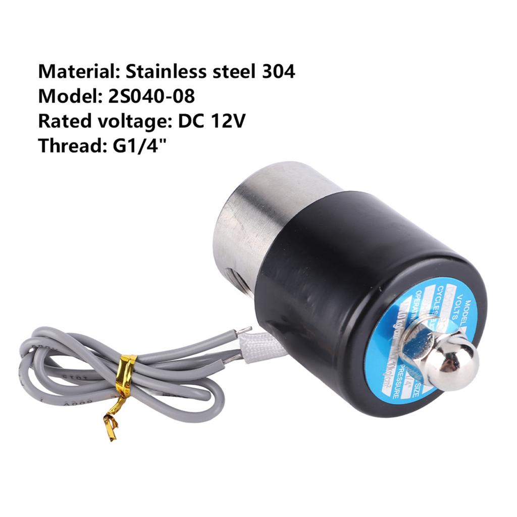 Zawór elektromagnetyczny elektryczny DC 12V G14" ze stali nierdzewnej 304, normalnie zamknięty