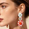 Charm Asymmetrical Enamel Dangle Earrings Flower Bohemian Dangle Earring  Women