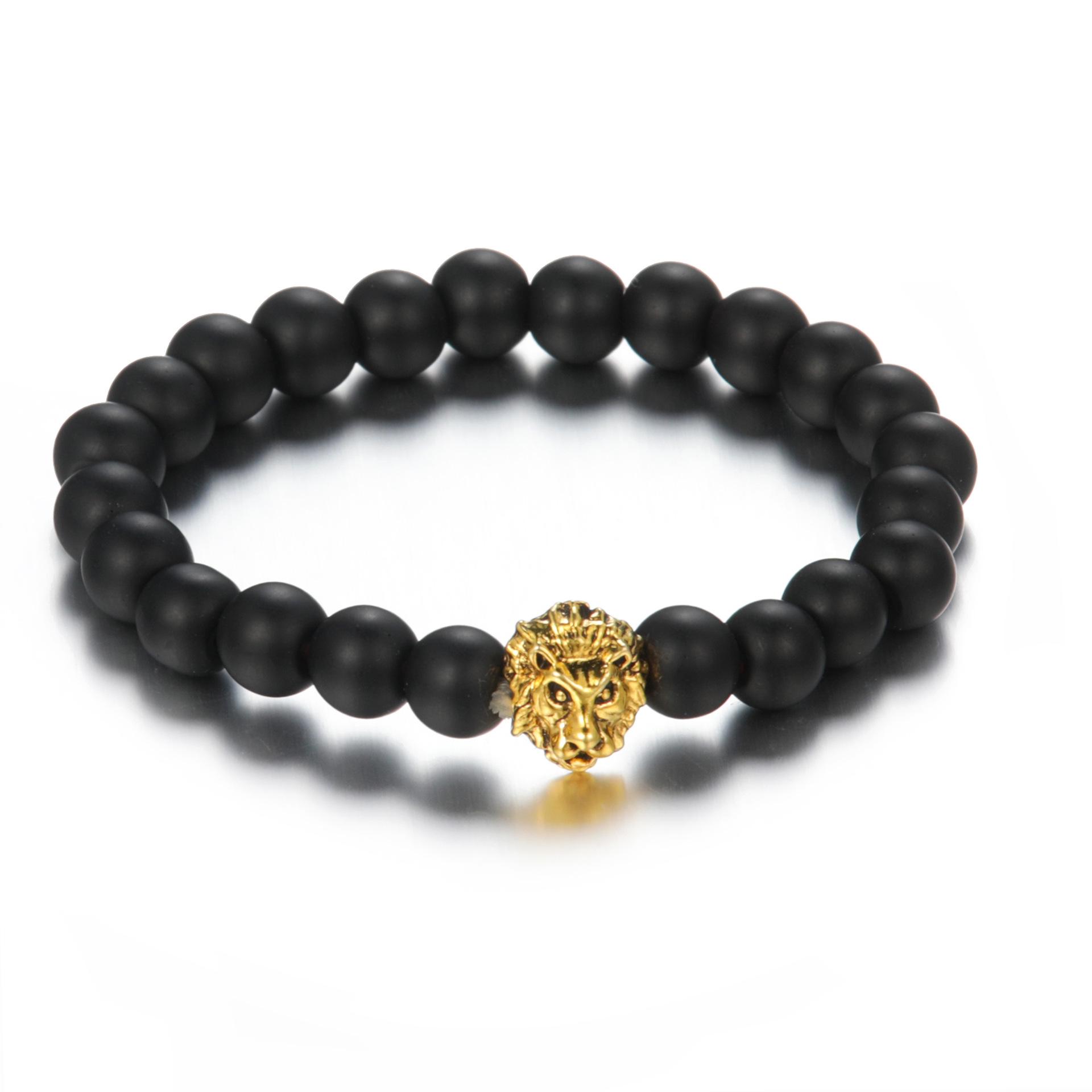European & American Jewelry: New Popular Round Beads Lion Head Bracelet