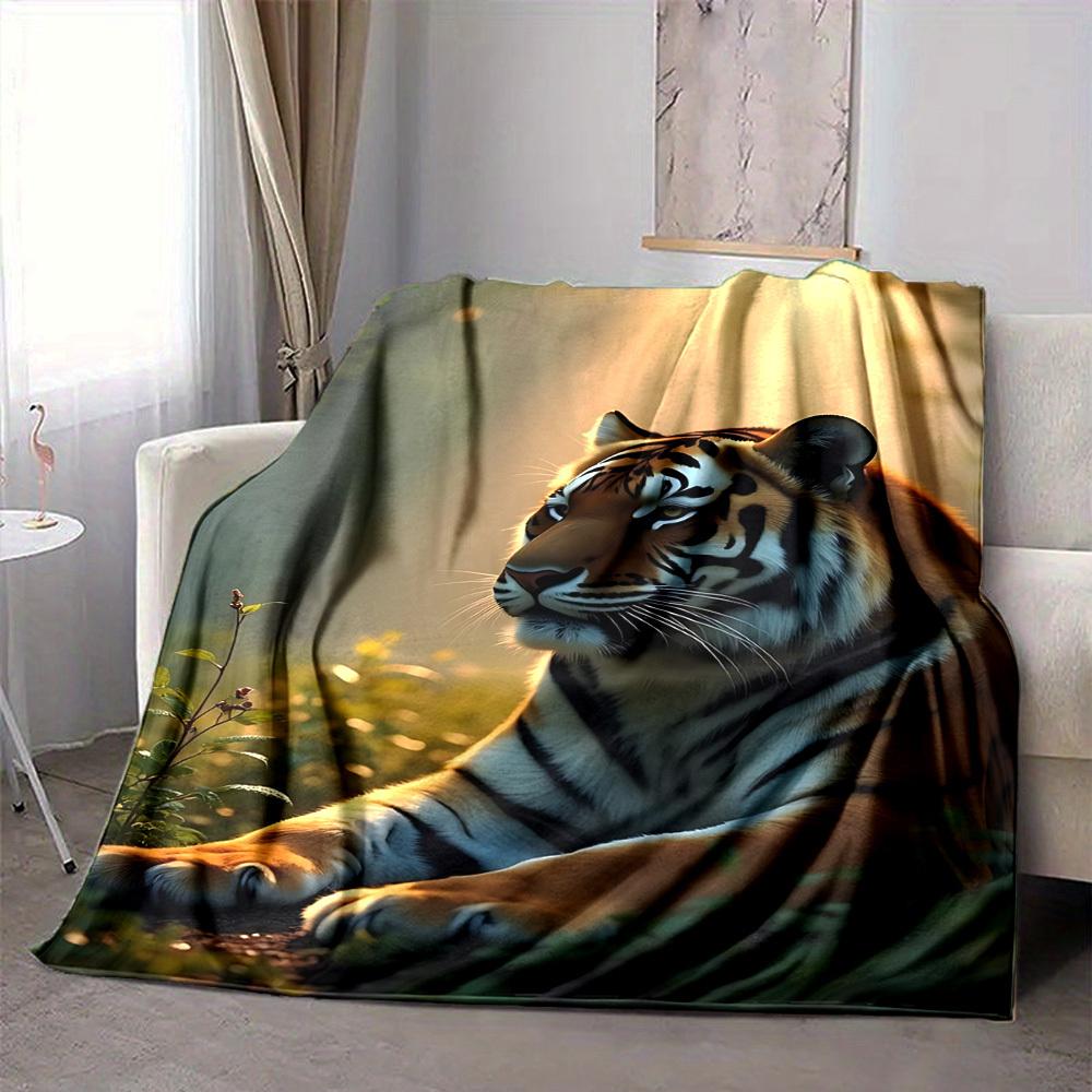 1 Stück Tiger-Print-Decke Warm, Gemütlich Und Weich, Geeignet für Sofas, Betten, Autos Und Bürogebrauch. Perfekt für Camping Und Reisen, Was Sie zu Einem Tollen Geschenk macht