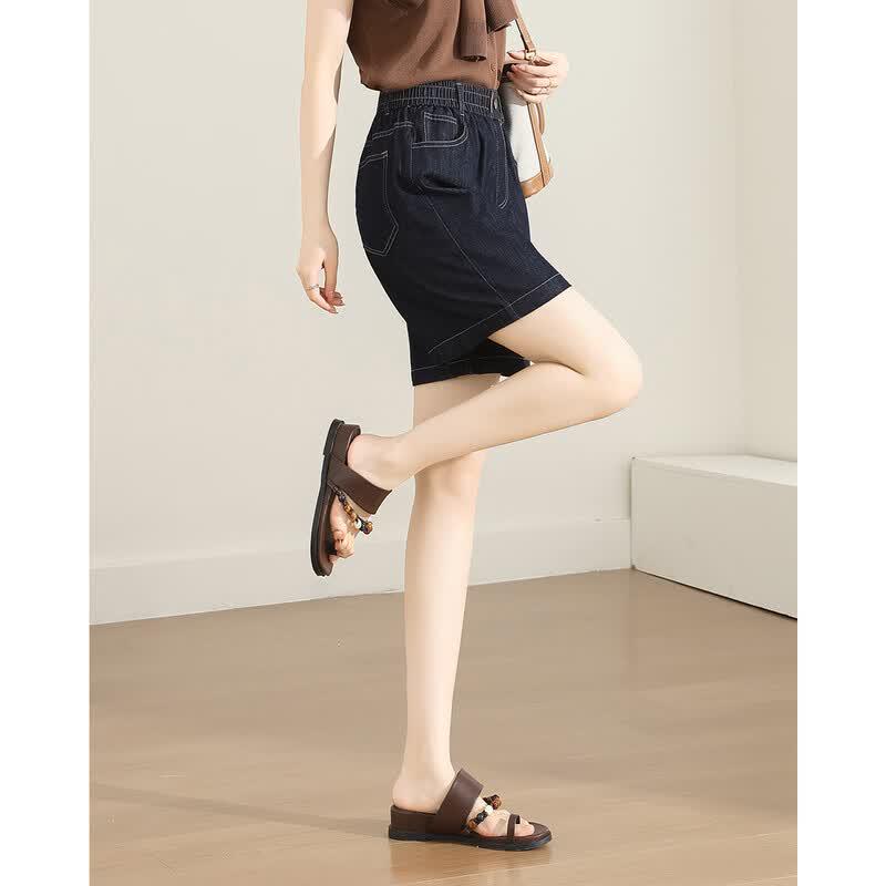 TERRE BLEUE Women's A-Line Denim Shorts