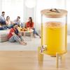 VEVOR Beverage Dispenser, 8L Drink Dispensers for Parties, Glass Juice Dispenser with Wood Stand, Stainless Steel Spigot