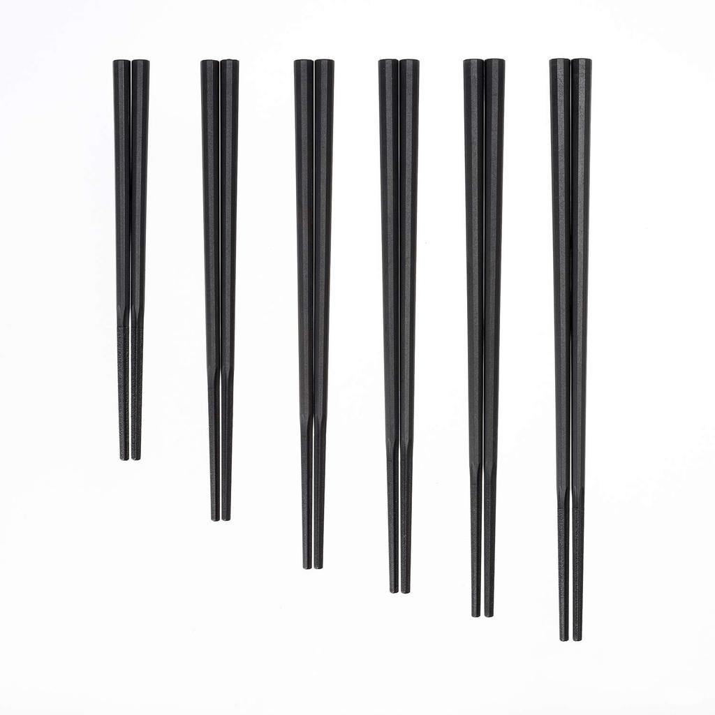 Akebono Sangyo Decagonal Noodle Set of Made In Chopsticks, Black, 23cm, 5, Japan, GM-4004