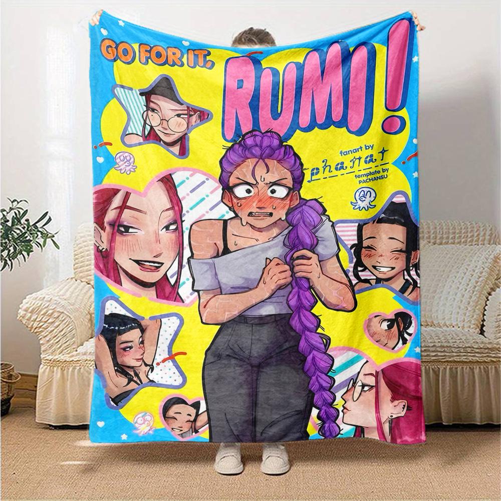 1pc KPop Demon Hunters16 Blanket, Gift, for Men and Women, Soft Blanket, Good for Sofa Bed Couch Travel, Lightweight Flannel Blanket