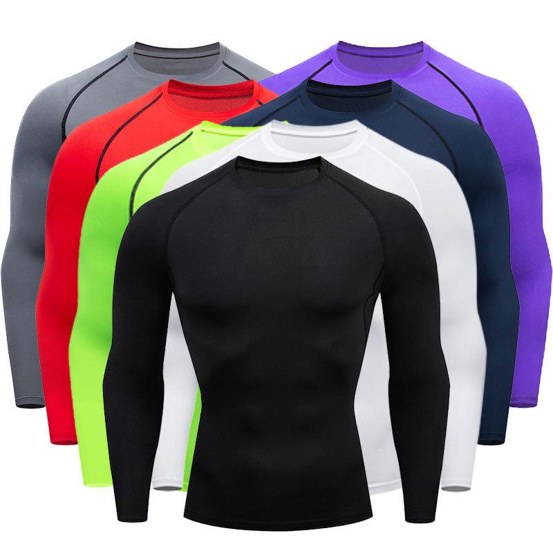 Men's Quick-Dry Long Sleeve Compression Shirt for Basketball, Football, and Running