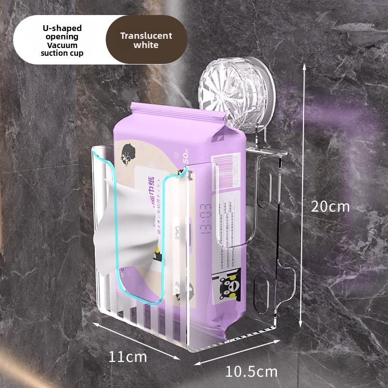 Household Suction Cup Tissue Storage Box, Wall-mounted Wet Tissue Box for Kitchen and Bathroom, Tissue Storage Box Without Holes To Be Drilled
