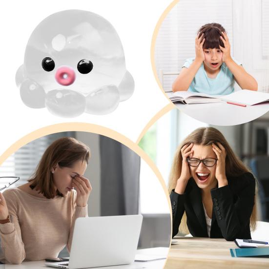 1/5Pcs Stress Relief Octopus Toy Slow Rising Bubble Popping Octopus Squeeze Toy Soft TPR Transparent Octopus Fidget Sensory Toy