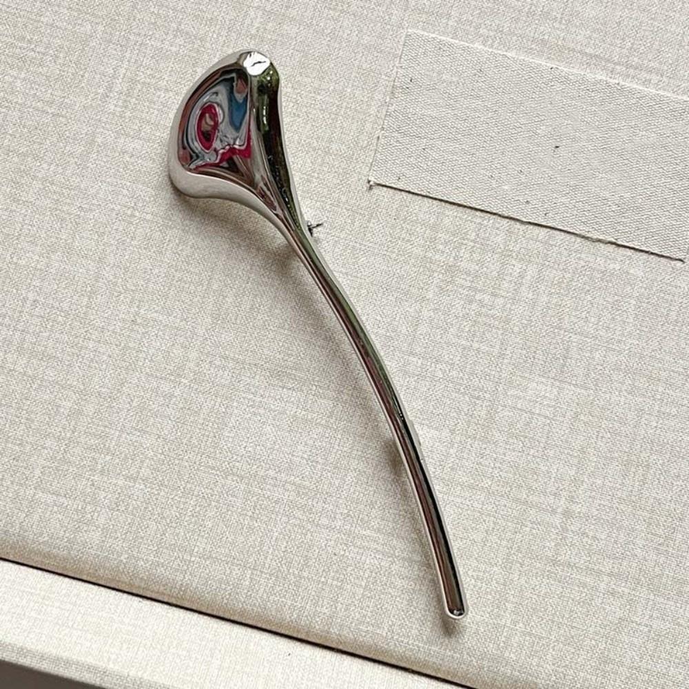 Corsage Ornament Long Leaf Pin French Style Metal Glossy Brooch  Western-style Clothes