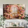 2D Romantic Flower Arch Background, Peony & Rose Doorway Themed Wedding Backdrop