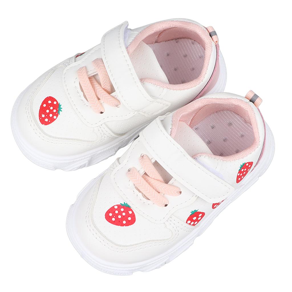 Baby Shoes Strawberry Pattern Skid Resistance Soft Comfortable Fashionable Baby Walking Shoes with Breathable Holes