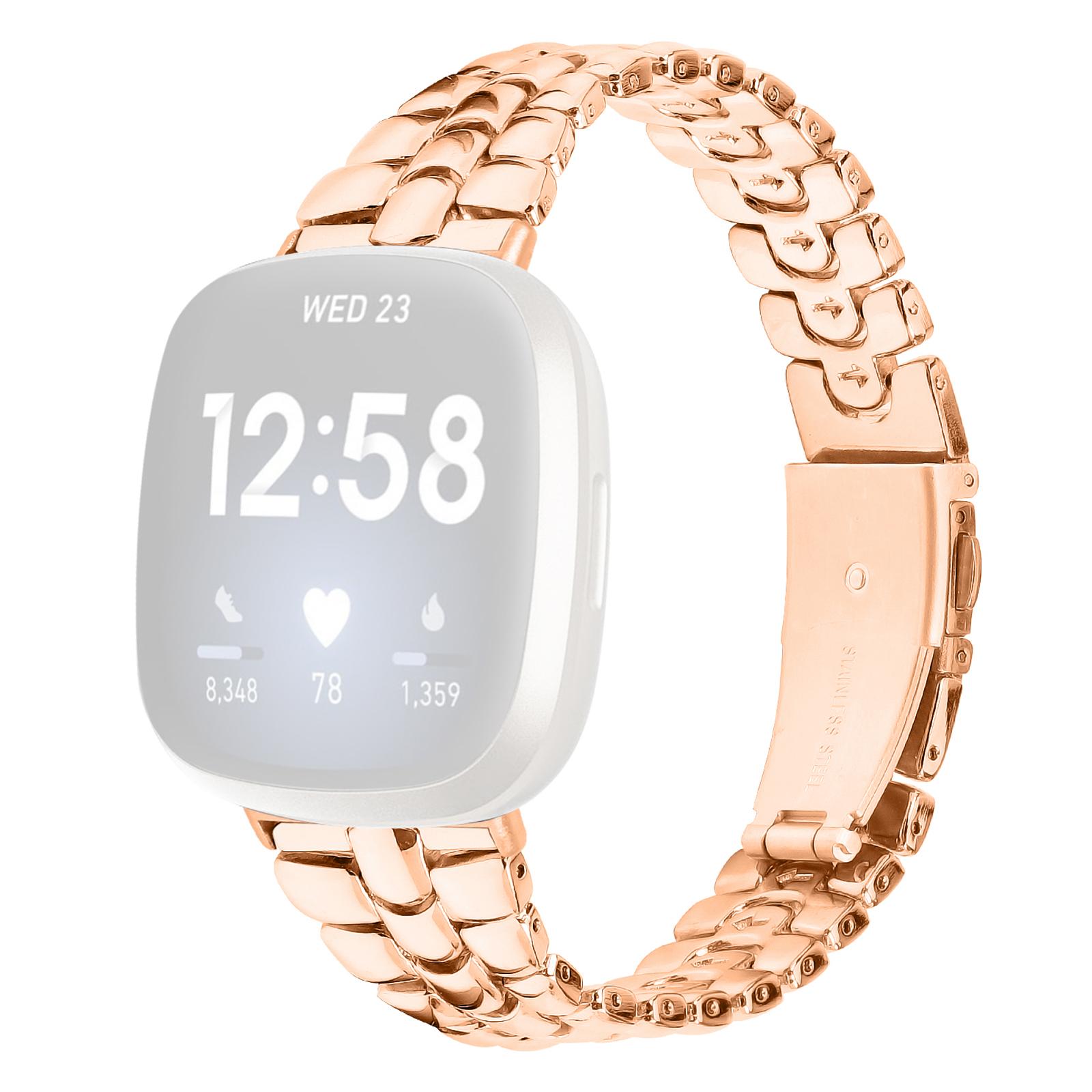 

For Fitbit Versa 3/Sense Replacement Strap Stylish Alloy Smart Watch Band Rose Gold