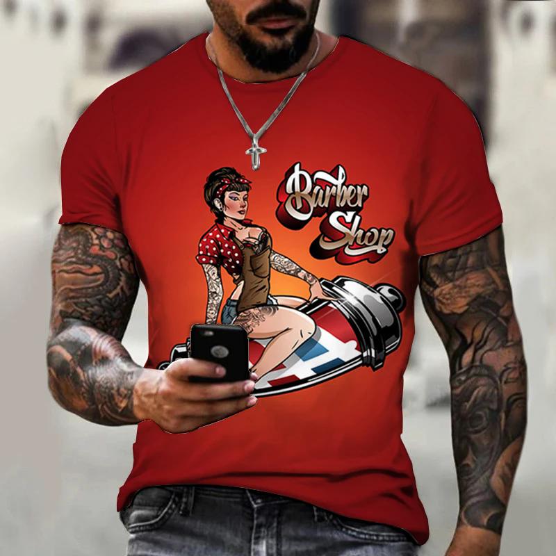 

Футболка уличная мужская с рисунком парикмахерского искусства повседневная с коротким рукавом и круглым вырезом модная хит продаж смешная 3D-печатная рубашка в стиле Харадзюку в стиле хип-хоп 6XL