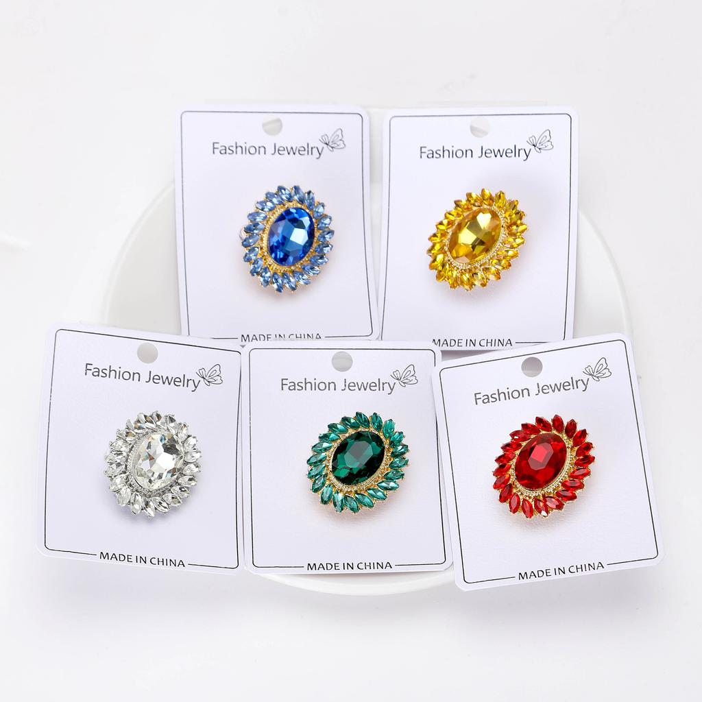 Broche Oval de Cristal con Girasol para Mujer Unisex Pines de Solapa Fiesta de Oficina Regalos para Amigos Accesorios