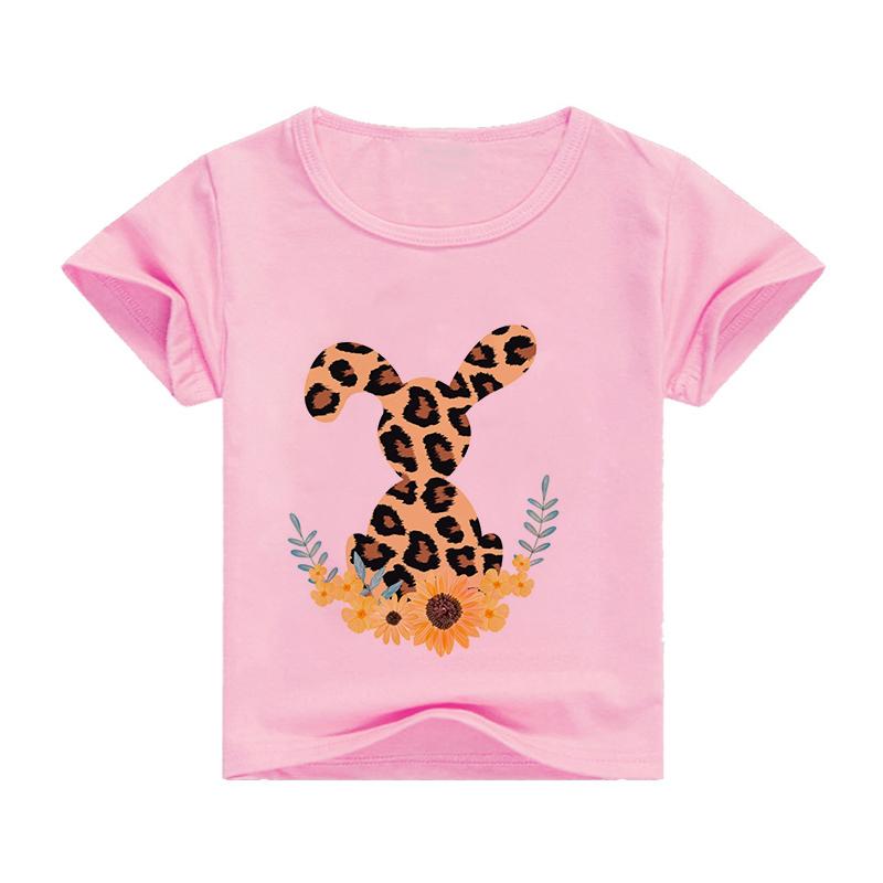 T-shirt per bambini Top Estate Stampa di cartoni animati Arcobaleno puro Moda a maniche corte Coniglio Simpatico Top multicolore di vendita caldo