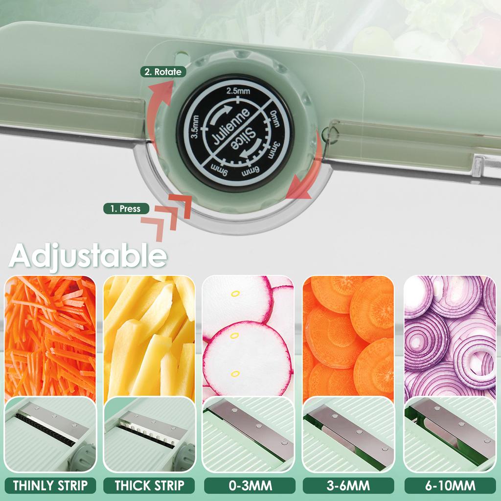 Mandoline Slicer Adjustable Vegetable Slicer Shredder with Container and Peeler Multifunction Veggie Fruit Cutter Kitchen Gadget