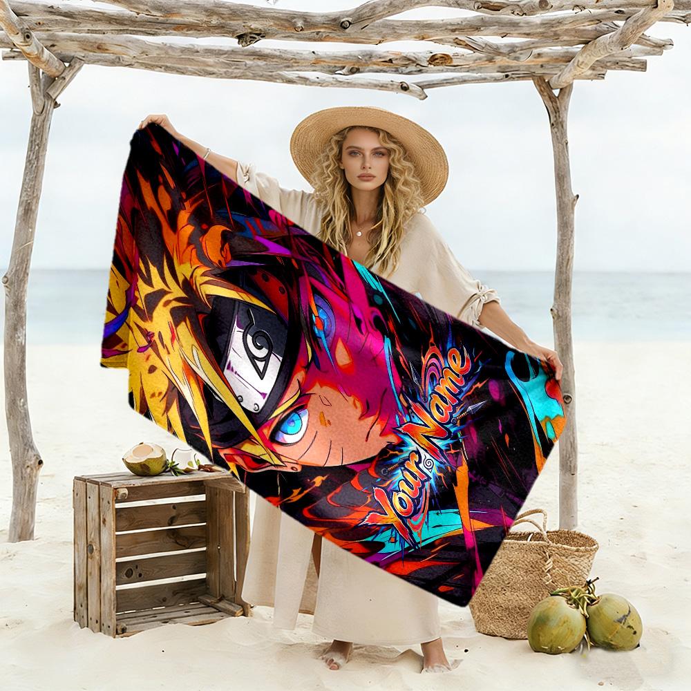 Naruto Character Personalized Name Beach Towel Super Soft Microfiber Quickdry Fabric