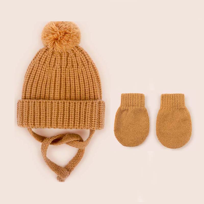 

2 шт. детские вязаные шапки перчатки симпатичная детская шапка-шарф защитные уши кепка осень зима однотонные детские аксессуары для отдыха на природе комплект M имбирный