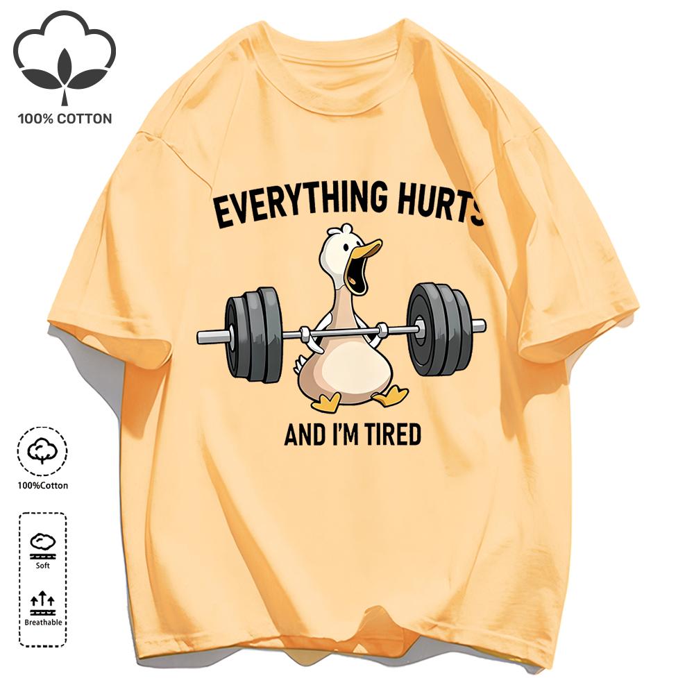 The Great Goose Striving For Fitness T-Shirt Unisex Loose Cotton Tee Trendy Summer Short Sleeve Unisex All-Match Hip Hop Clothing