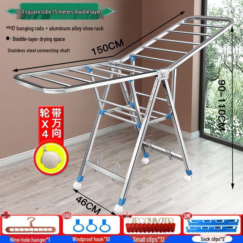 Foldable Stainless Steel Clothes Rack for Indoor/Outdoor Use