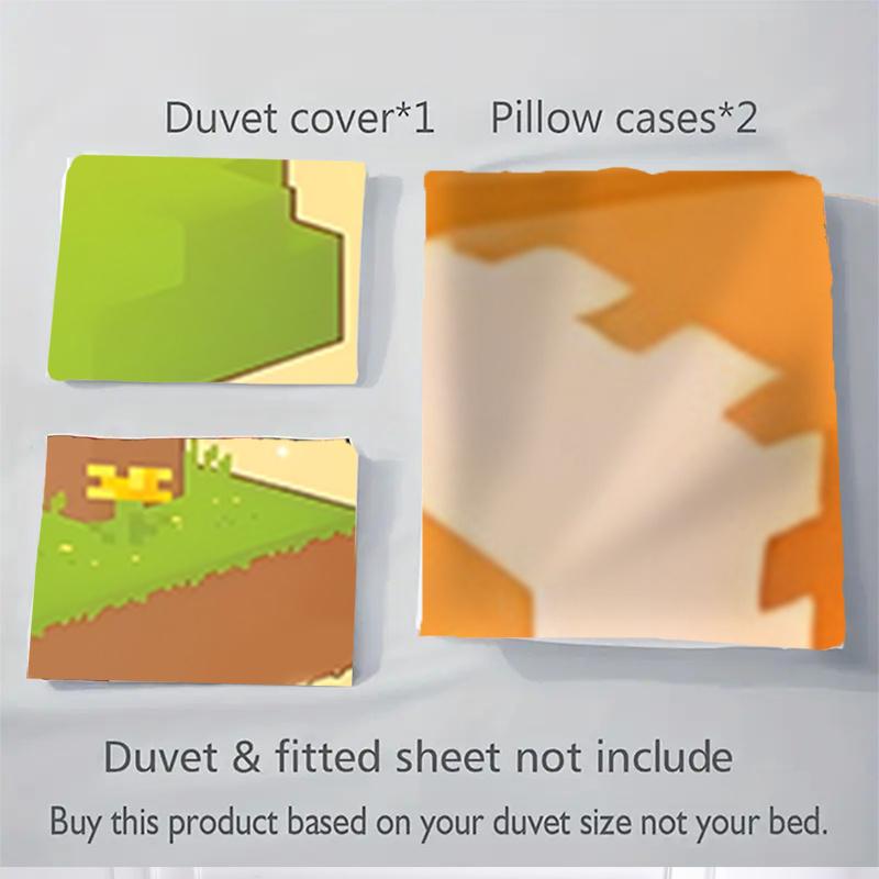 3pcs Minecraft Inspired Animal Print Home Bedding Set-Universal Three-Piece Suit for Bedroom, Guest Room, Living Room, Hotel Decorations-Per