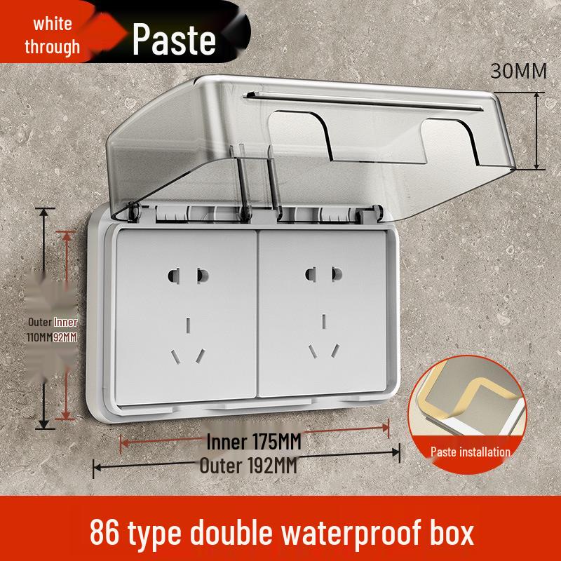 Type 86 Waterproof Bathroom Switch Socket Cover - Transparent Adhesive Splash Box for Power Protection