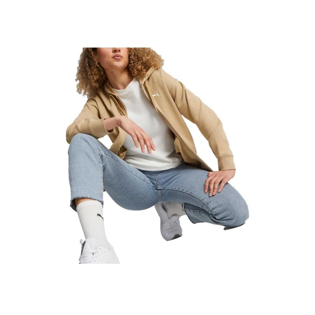 Puma Logo Print Zip-Up Sports Casual Hoodie Women jackets Camel 679597-84