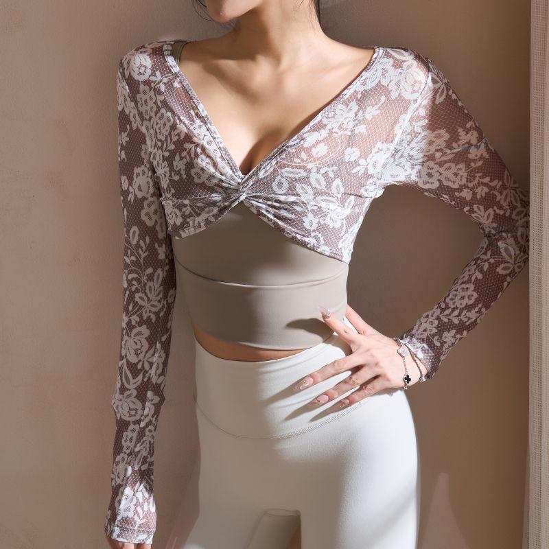 Women's Sexy Long Sleeve T-Shirt with Chest Pad Faux Two-Piece Sportswear - International Style