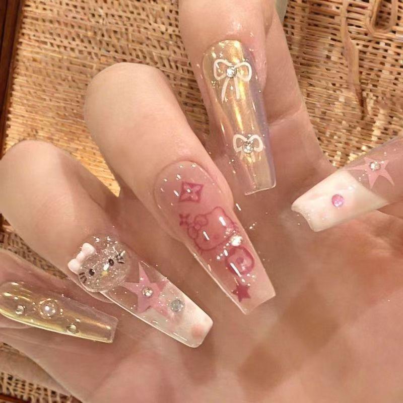Nude Pink Gradient Cat Eye Whitening Aurora Nail Art Removable Stickers