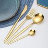 24Pcs Stainless Steel Dinnerware Set Kitchen Green Gold Cutlery Set Knife Fork Spoon Flatware Tableware Minimalist Silverware