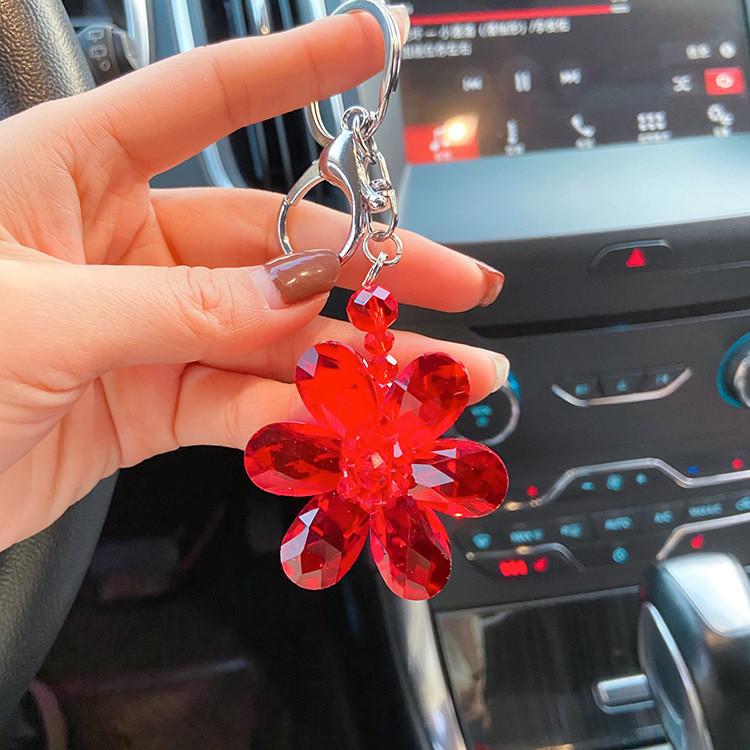 Lady Personalized Keychain With Crystal Floral Design Perfect Accessory For Bag
