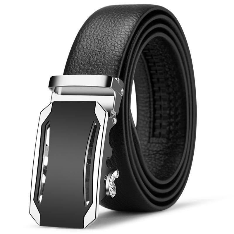 Men's Belt Genuine Leather Business Automatic Buckle Two-layer Cowhide Trendy Young Men's Trousers Belt