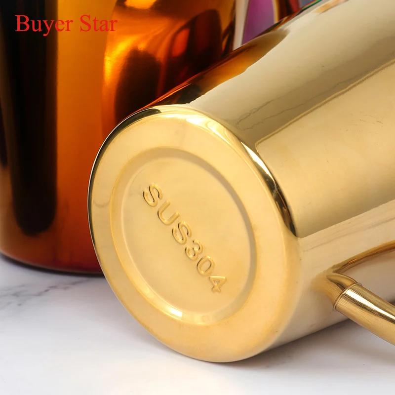 300ml Gold Beer Cups Stainless Steel Water Cup Double Layer Milk Cup Metal Coffee Mug Tableware Kitchen Drinking Serving Tools
